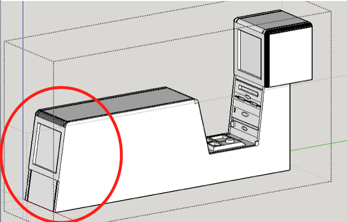 I don't see the angled piece of the console on yours, the part circled in the red?